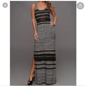 Free People Hazy Daze Lace Knit Stripe Casual Boho Beach Maxi Tank Top Dress